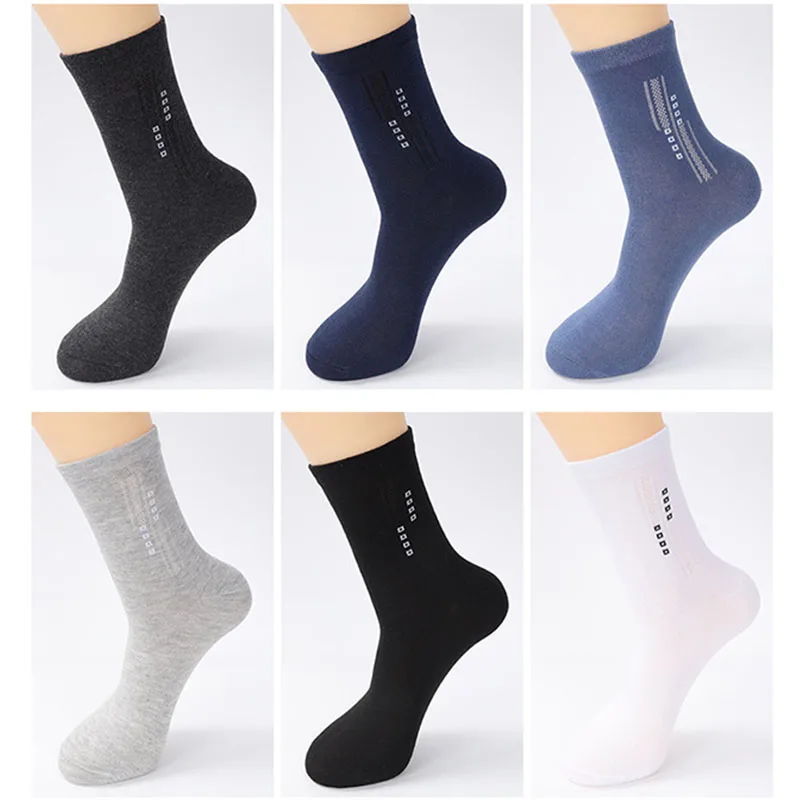 Chaussettes en coton absorbant la sueur pour hommes, chaussettes d'affaires rayées, résistantes à l'usure, respirantes, résistantes aux odeurs, printemps, automne, document solide, 5 paires