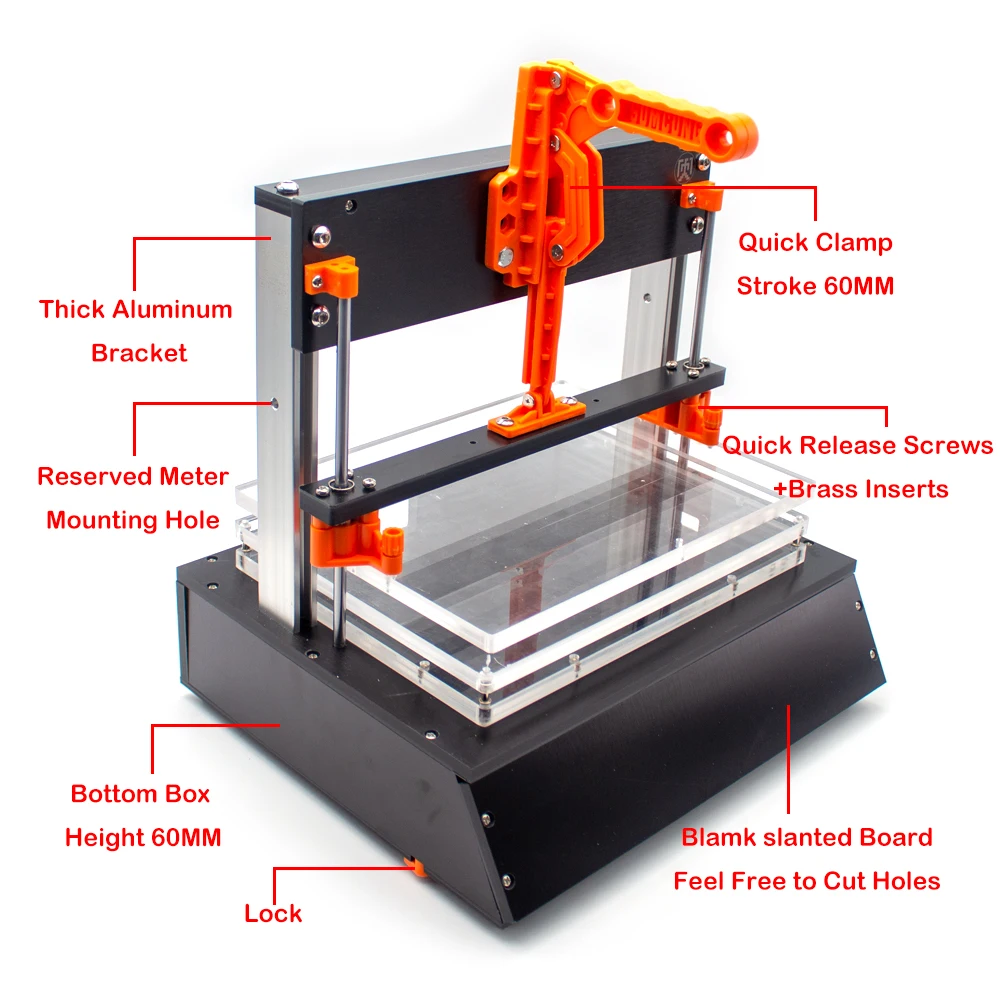 LeTkingok Telaio di Prova Universale Pcb Testing Jig Pcba Test Fixture Strumento Bachelite Fixture Test Rack Apparecchio di Prova per Circuiti Stampati (80-50-42
