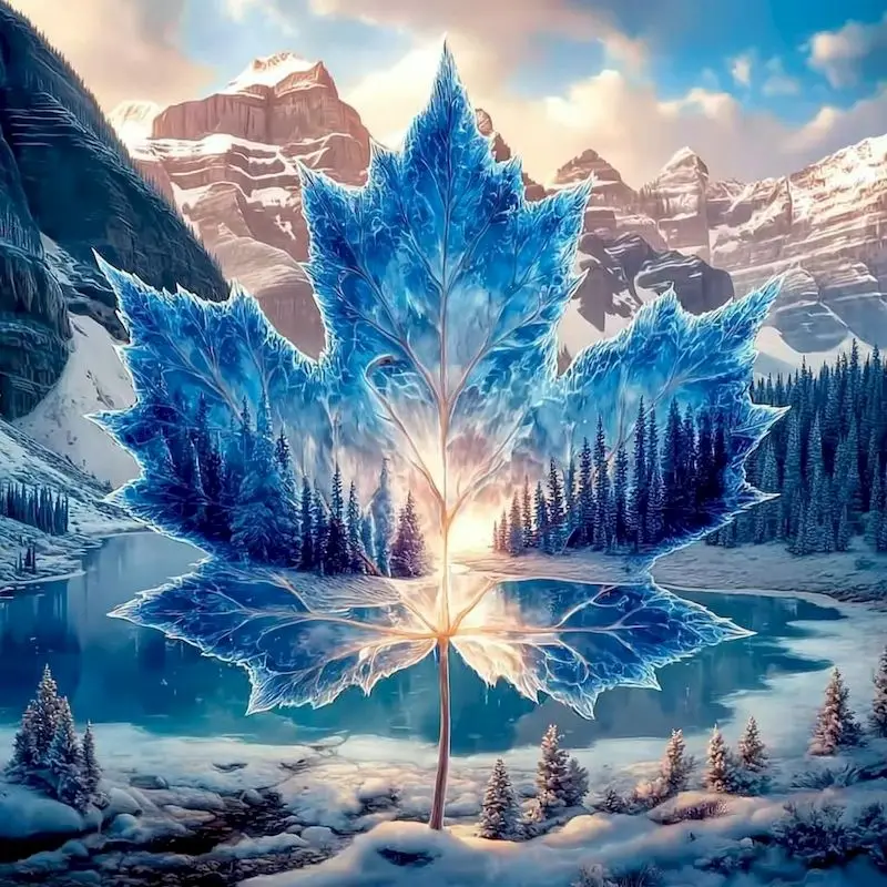 

GATYZTORY Full Drill Diamond Mosaic Winter Landscape Painting Leaf Pattern For Adults Beginners Embroidery Unique Gift