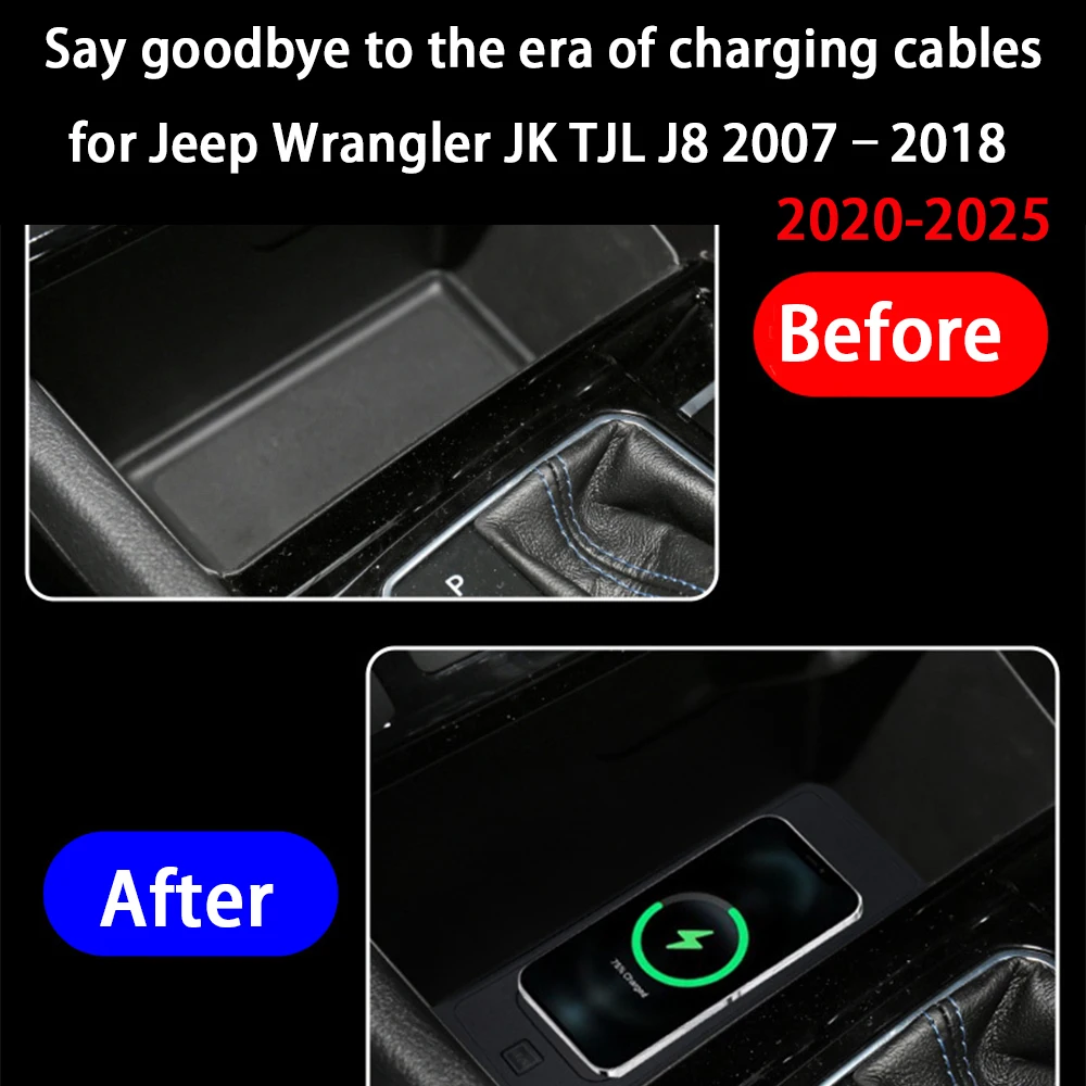 for Jeep Compass MP 552 2016–2025 Center Console Storage Wireless Mobile  Phone Charger QI 18W iPhone Magsafe Fast Charging Panel