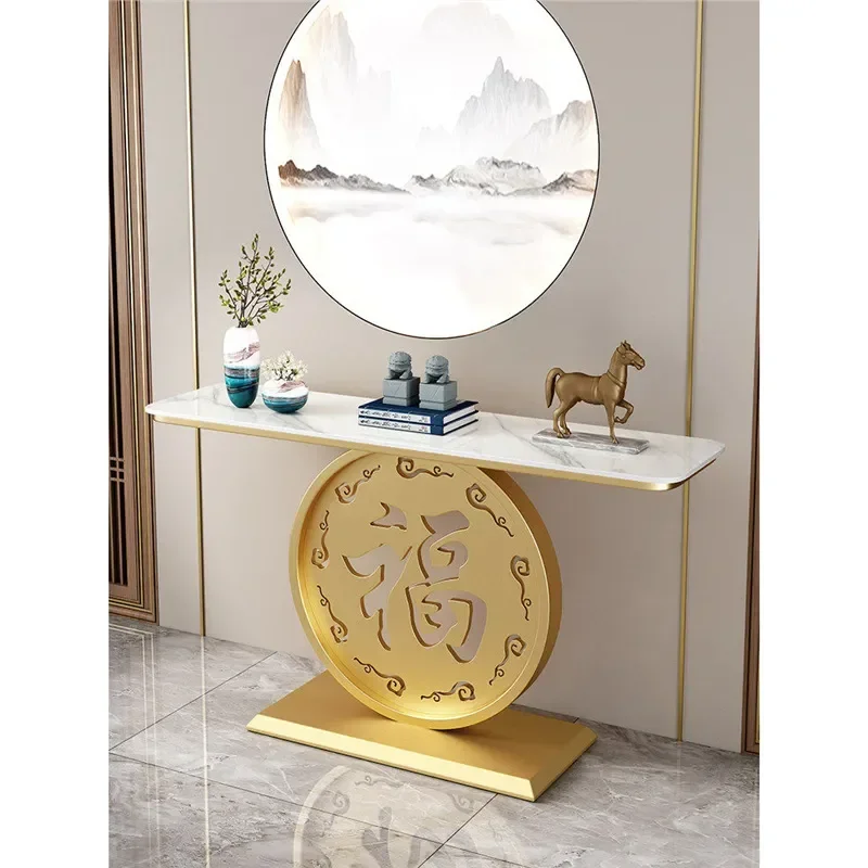 Modern Simple Rock Slab Entryway Table Luxury Wall Mounted Console Cabinet for Hotel Corridor End View Platform Entrance