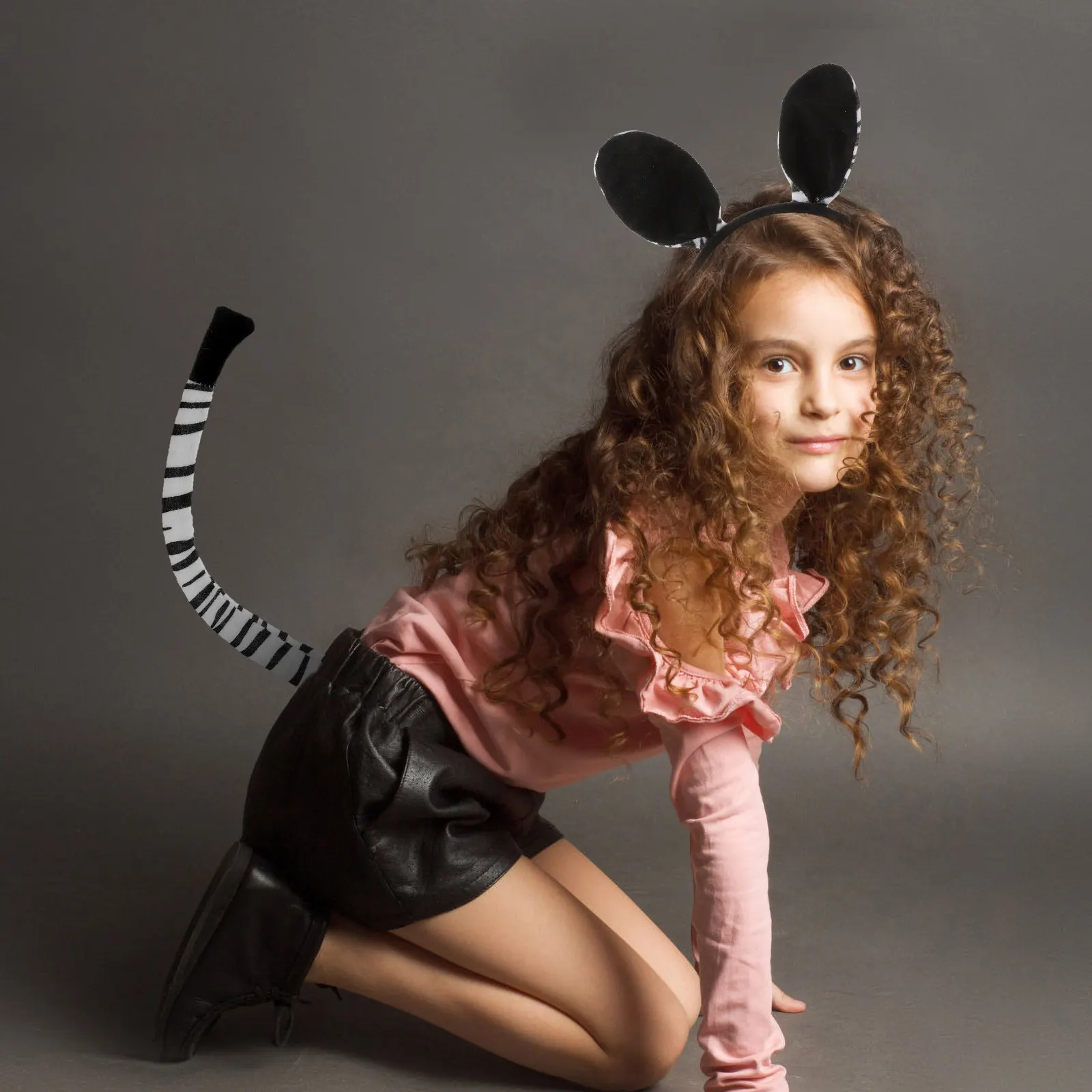 1Set Animal Costume Accessory Zebra Ears and Tail Set Scientific Design Soft Cloth Material for Cosplay Festival Performance