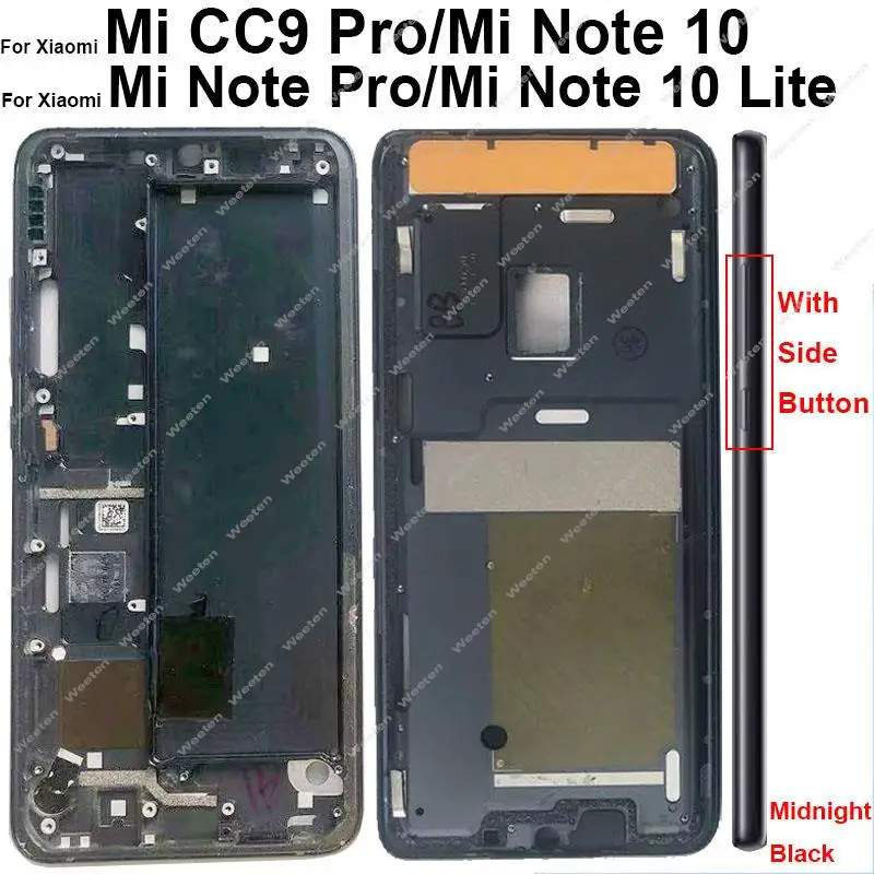 Middle Frame Housing For Xiaomi Mi Note 10 Note 10 Pro Mi Note 10 Lite Mi CC9 Pro Middle Frame Bezel Plate Chassis Cover Parts