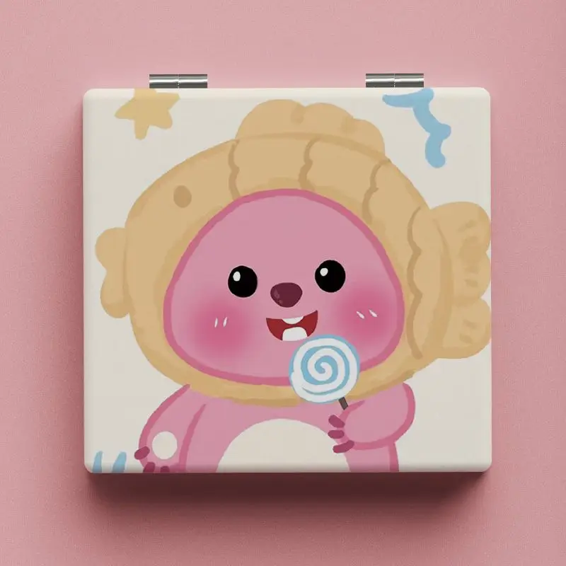 Wholesale 2026 New Cute Beaver LOOPY Cartoon Portable Makeup Mirror Creative Outdoor Portable Handheld Folding Mirror for Girls