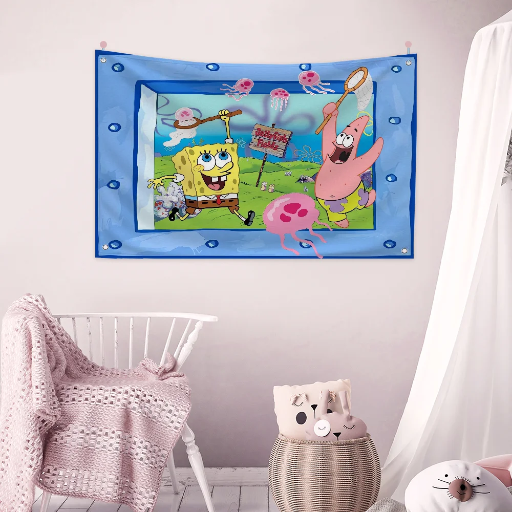 SpongeBob 3D Flags for Bedrooms Funny Flags Decorative Flags Outdoor Decor Flaga Flag to Hang Deco Garage Decoration Decorations