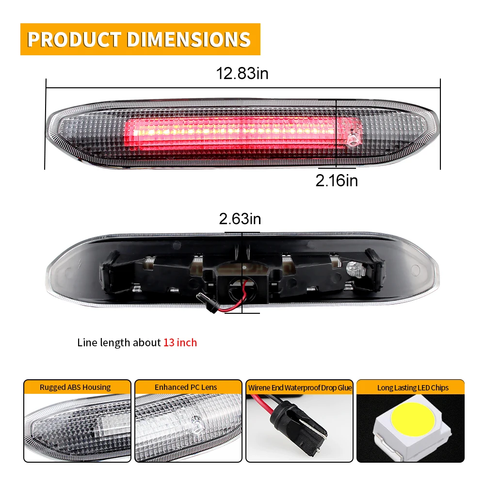 1PC 12V LED 3rd Third Brake Lamp Rear High Mount Brake Stop Light For Land rover Freelander 2 2008-2015 OEM# LR022048/LR03635