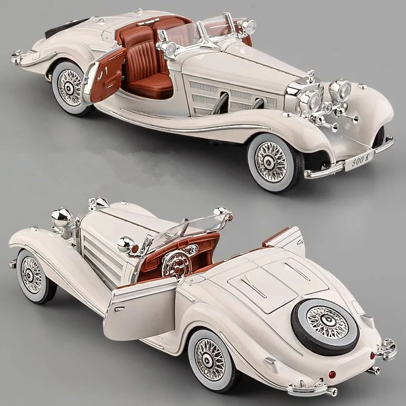 

1:24 1936 Benzs 500K Alloy Car Model Diecast Metal Toy Classic Vehicle Car Model Simulation Sound and Light Collection Kids Gift