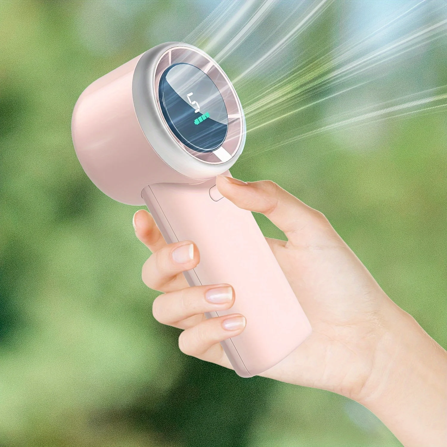 High-speed handheld fan, 5-speed 3600mAh, with on-screen display Mini fan Usb Rechargeable, Suitable For Indoor And Outdoor Use