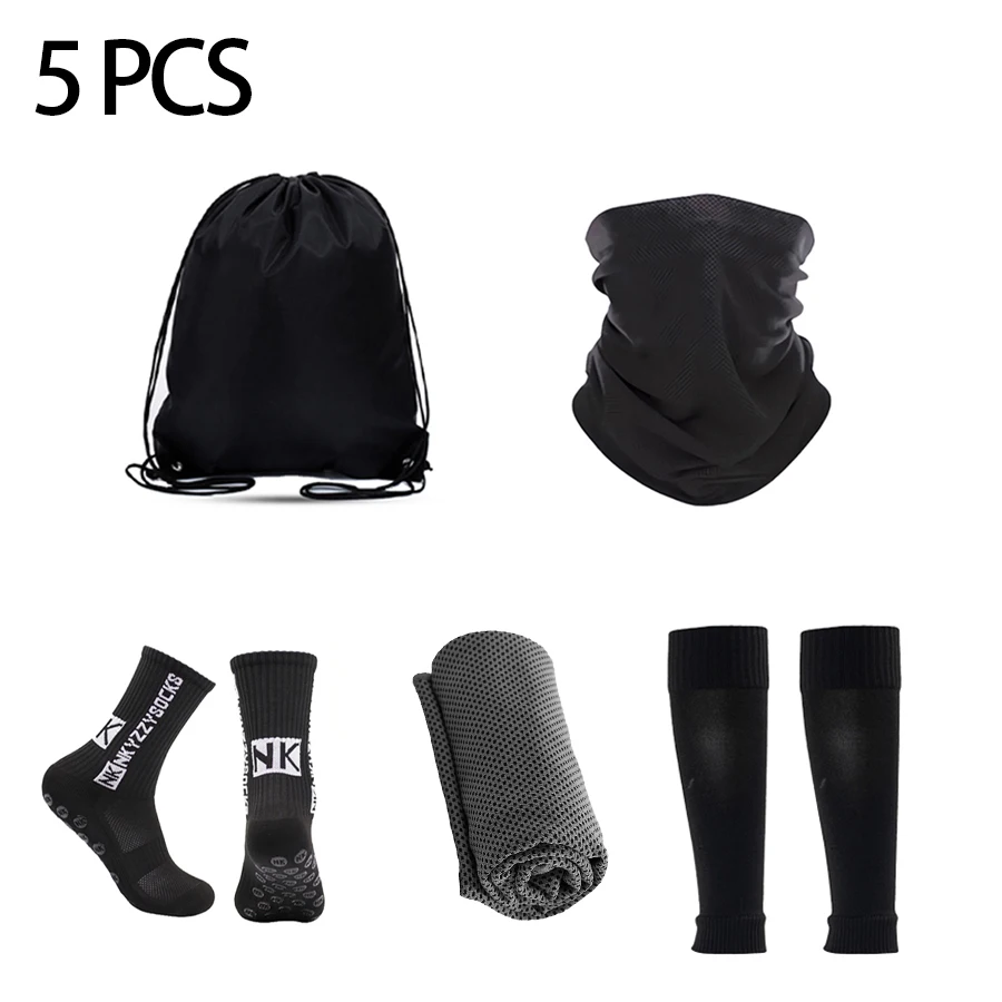 

5PCS Soccer Equipment CombinationFootball Storage Bag+Sports Socks+Sock Covers+Mask Sport Towel+Cool Towels