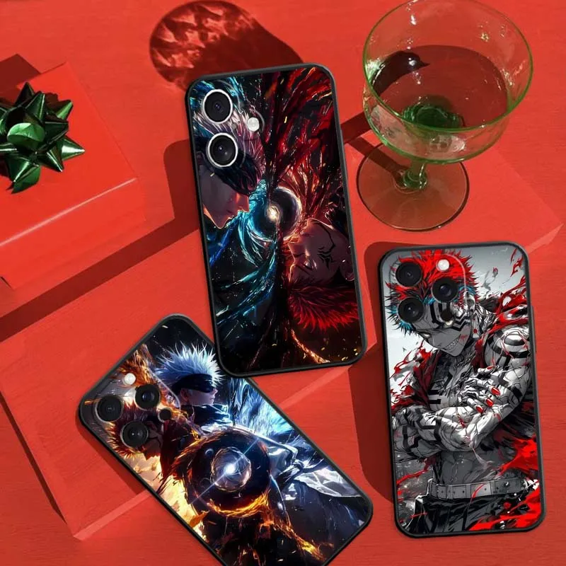 

Fashion Jujutsu Kaisen Cool Phone Case For Apple iPhone 16 16E 15 14 13 12 11 XS X Pro Max Plus Black Soft Silicone Cover