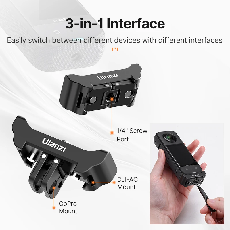 Ulanzi CO13 3 in 1 Quick Release Base Mount Adapter for Insta360 X2 X3 with DJI Osmo Action Gopro Mount 1/4\