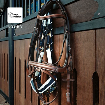 كافرباشن-جلد البقر لجام ركوب الخيل ، راية مضادة للانزلاق ، لون أسود ، معدات الفروسية ، معدات ركوب الخيل