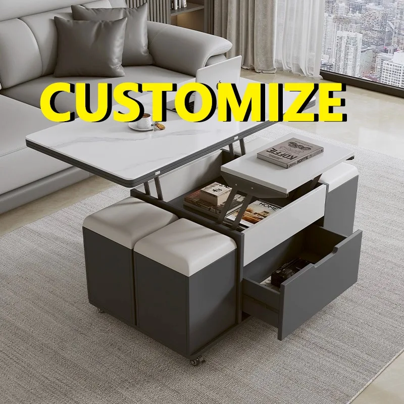 Any Size Custom Modern Marble Coffee Table Natural Stone Texture Moisture Proof Easy Clean Living Room Club Homestay Multi Usage