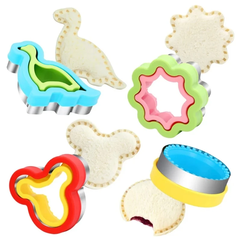 Sandwich Cutters for Kids Set with Sealer DIY Cookie Cutter Shapes Christmas Tree Sandwich Makers for Boys Girls Lunch Bento Box