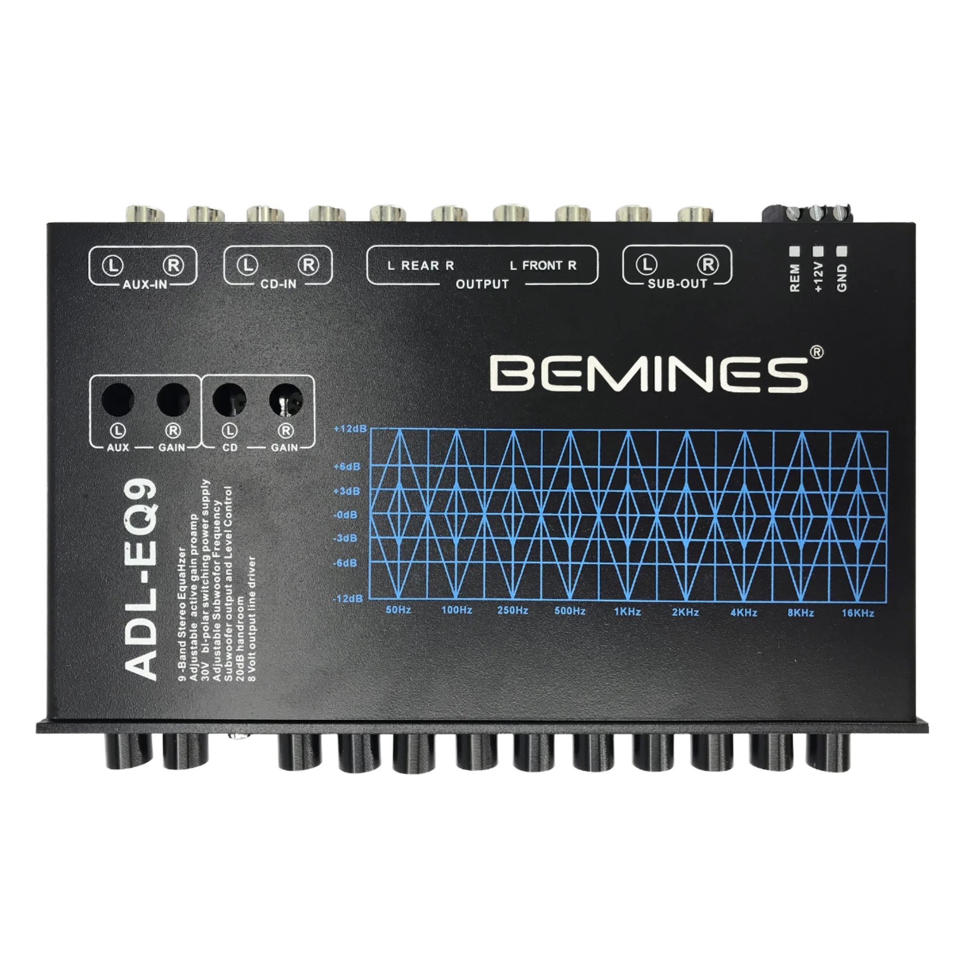 VK EQ9 9 Band EQ Car Audio System 6 Channels Passive Crossover Subwoofer Equalizer Class AB 4Channel Separation