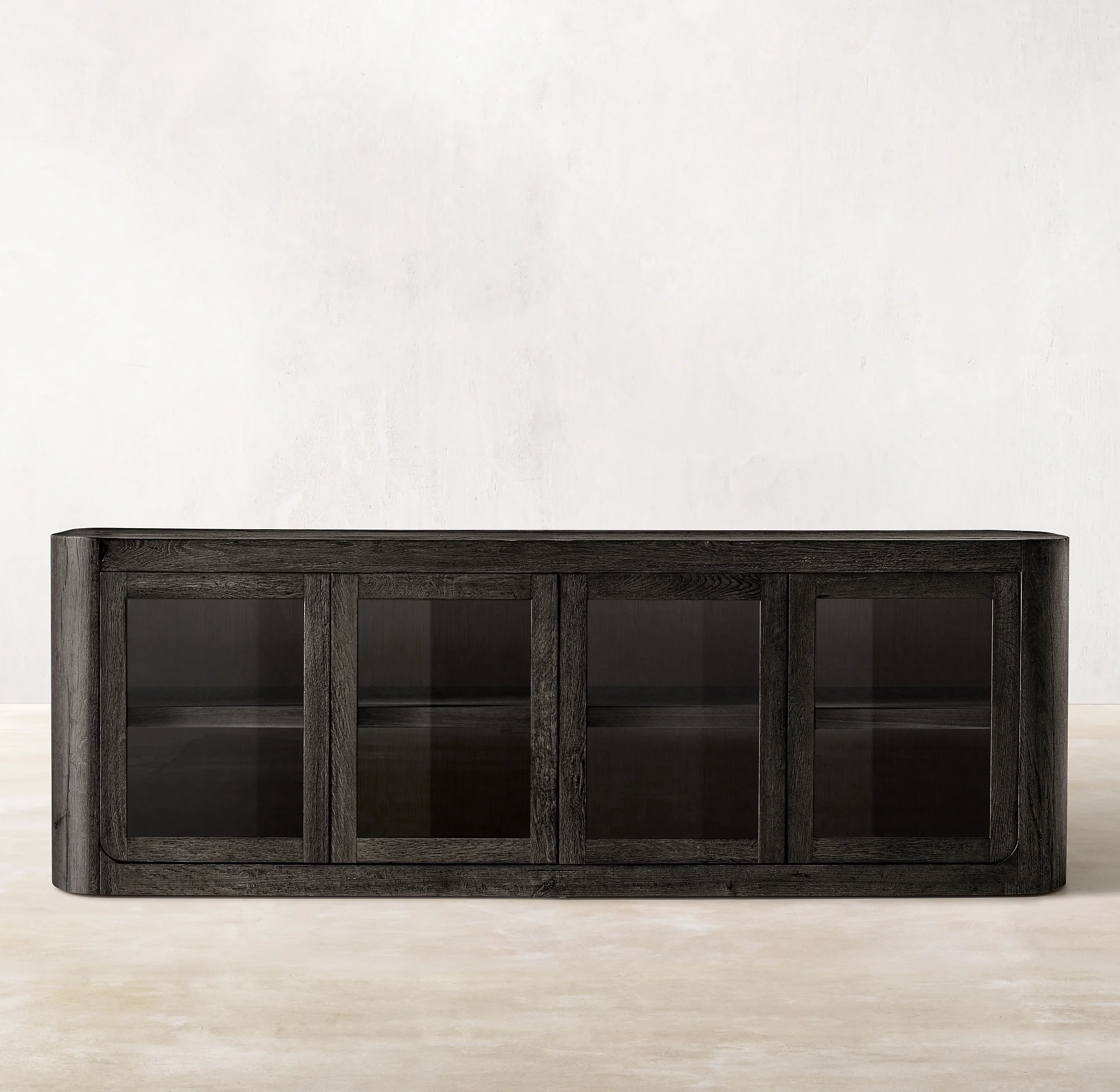 

Large living room display cabinet TV cabinet panel, Oslo glass 4-door media console fixed