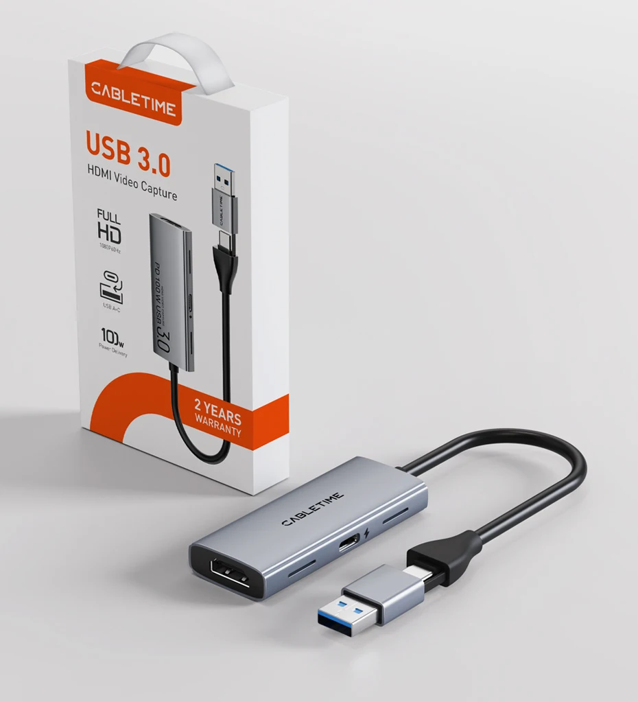 CABLETIME USB 3.0 Videoaufnahmekarte PD 100 W HDMI Capture 5 Gbit/s 4K 1080p Full HD für PS5 Srteaming Switch Videorecorder – Detail 16