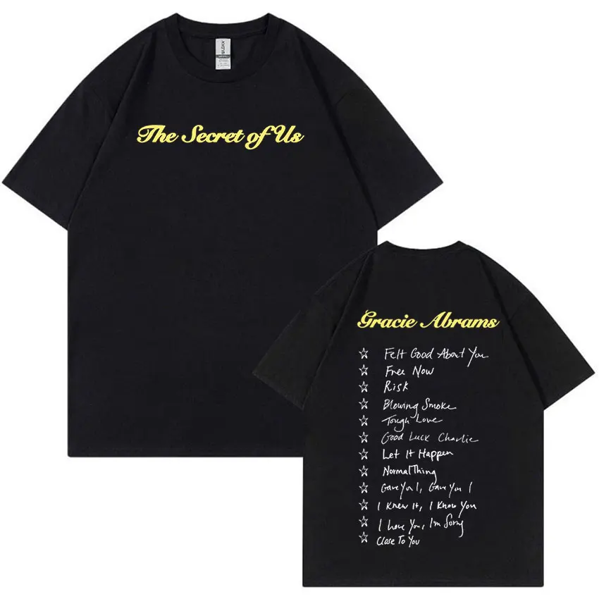 Gracie Abrams The Secret of Us Tour Album T Shirts Men Women Fashion Cotton Short Sleeve T-shirt Summer Harajuku Oversized Tees