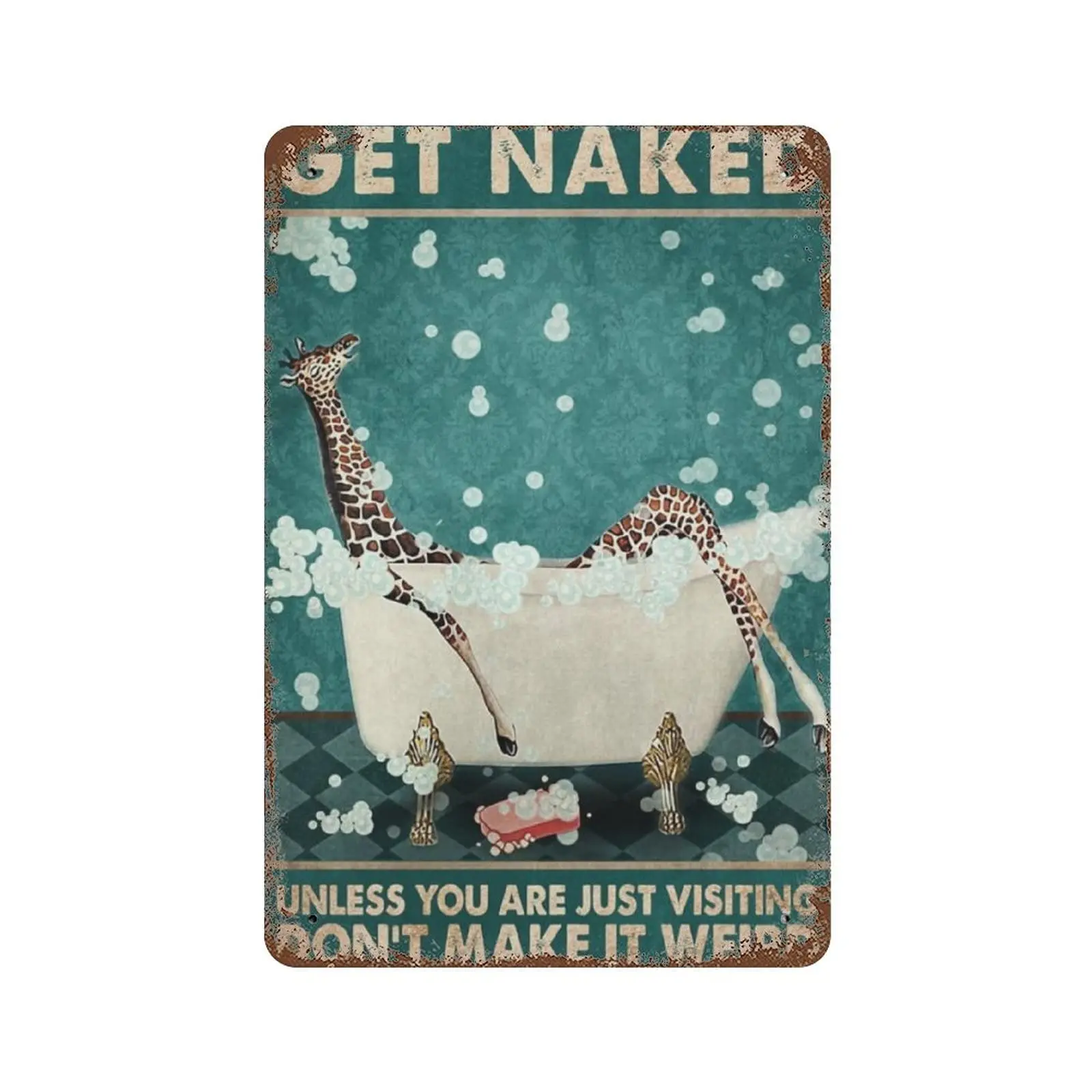 Vintage Metal Tin Sign Plaque,Get Naked Unless You Are Just Visiting Don't Make It Weird Tin Sign,Man cave Pub Club Cafe Hom