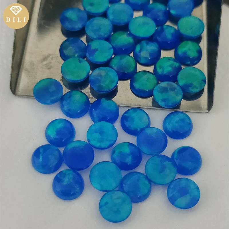 Free Shipping 2mm~10mm Synthetic Blue Color OP505 Round Cabochon Jelly Opal Stone For Earring