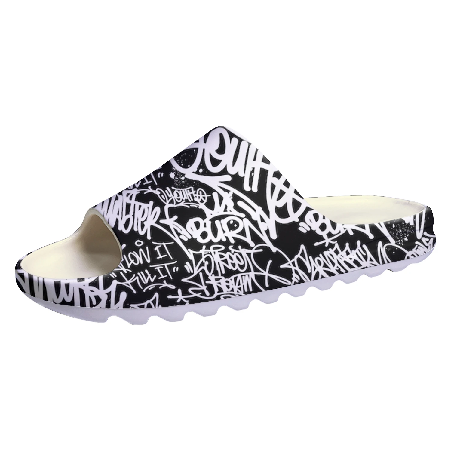 Zapatos de agua personalizados con graffiti para hombres y mujeres, zuecos de suela suave para el hogar, sandalias de paso para adolescentes, arte callejero