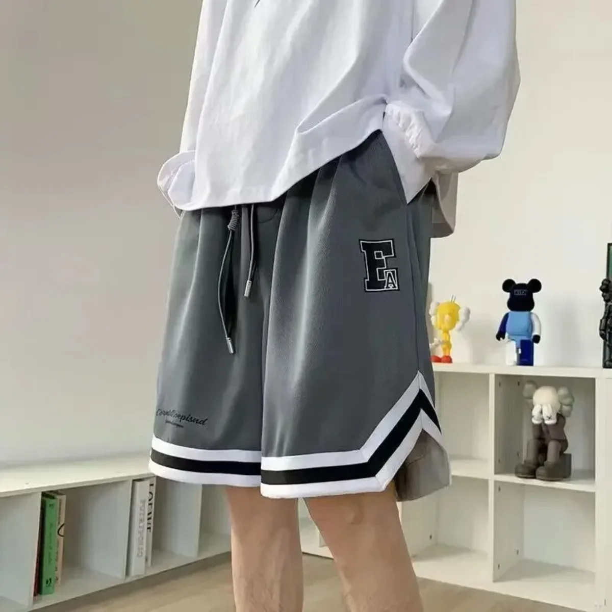 Summer Men Trendy Slim Loose Outdoor  Drawstring Casual Beach Shorts Loose  Jogging Basketball Sports Trend Shorts Streetwear