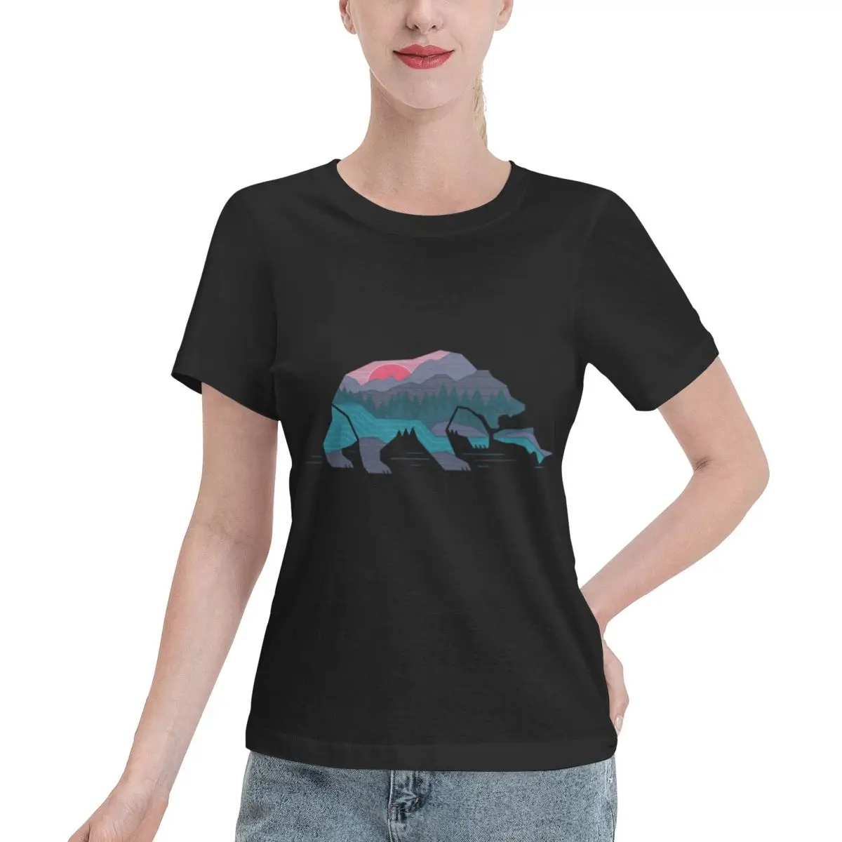 Cheap Bear Country Women's T-shirt Y2K Solid Color Tee