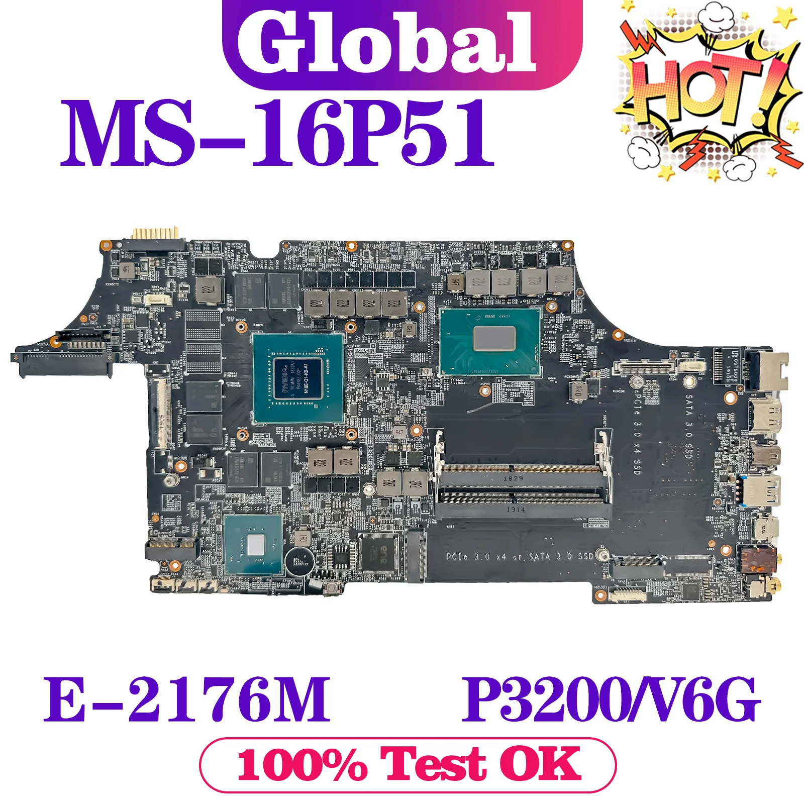 لوحة الأم KEFU-MSI ، لاب توب ، ، GL63 ، 8RDS ، GP63 ، 8RE ، i5 ، i7 ، الجيل الثامن ، GTX1050Ti ، GTX1060 ، GTX1070 ، P3200