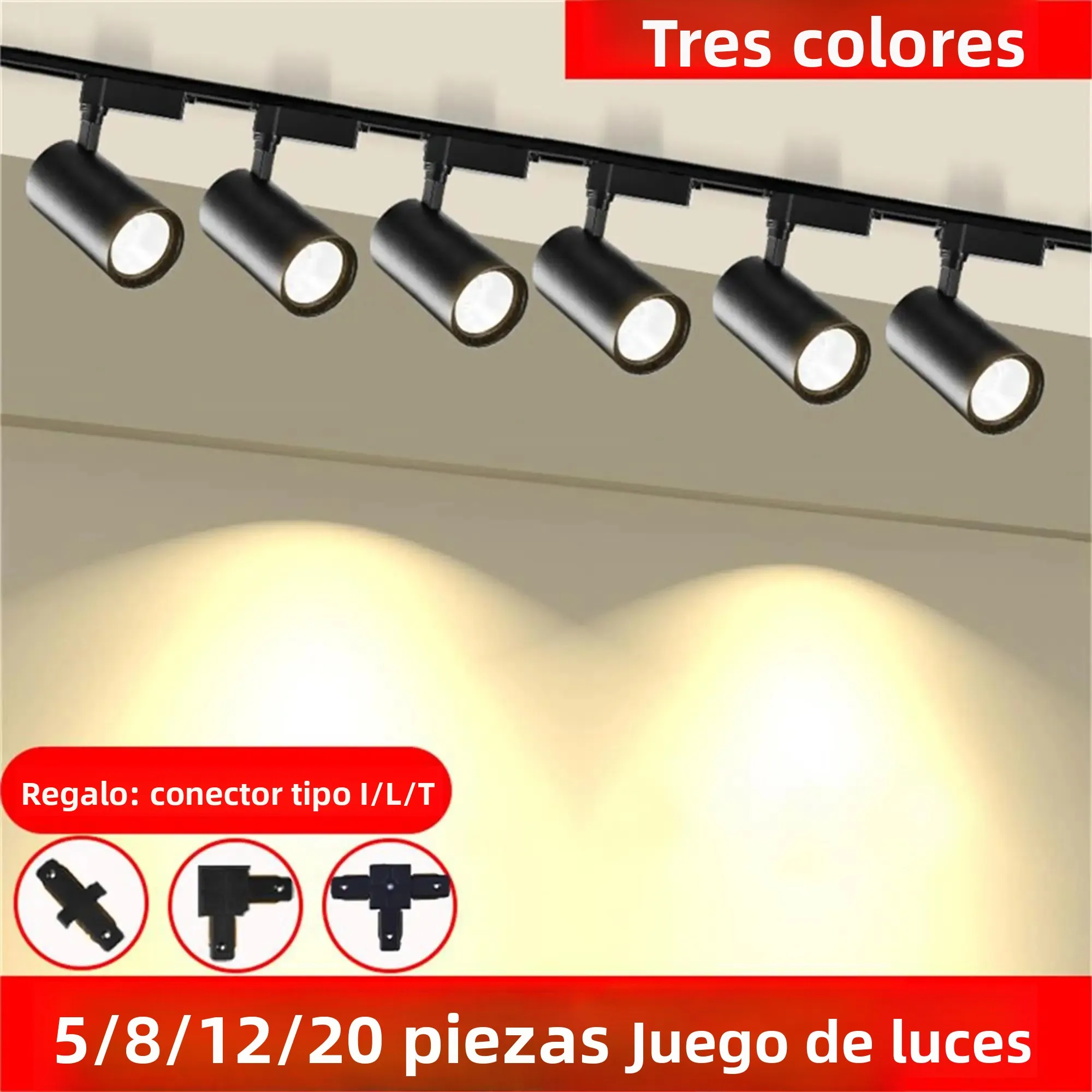 Foco LED para riel, sistema de iluminación LED para techo, cocina, hogar, tienda, conjunto de lámparas LED para riel, foco LED para tienda.