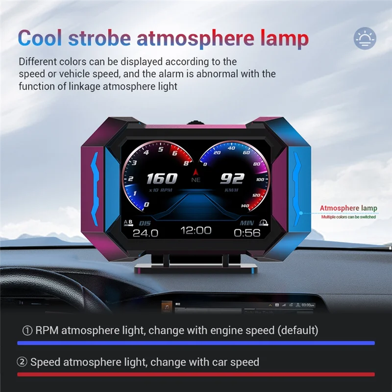 

Digital Car Speedometer Projector Auto LCD Obd2 HUD Head-Up Display Off-Road Slope Meter Inclinometer Water Temp Gauge