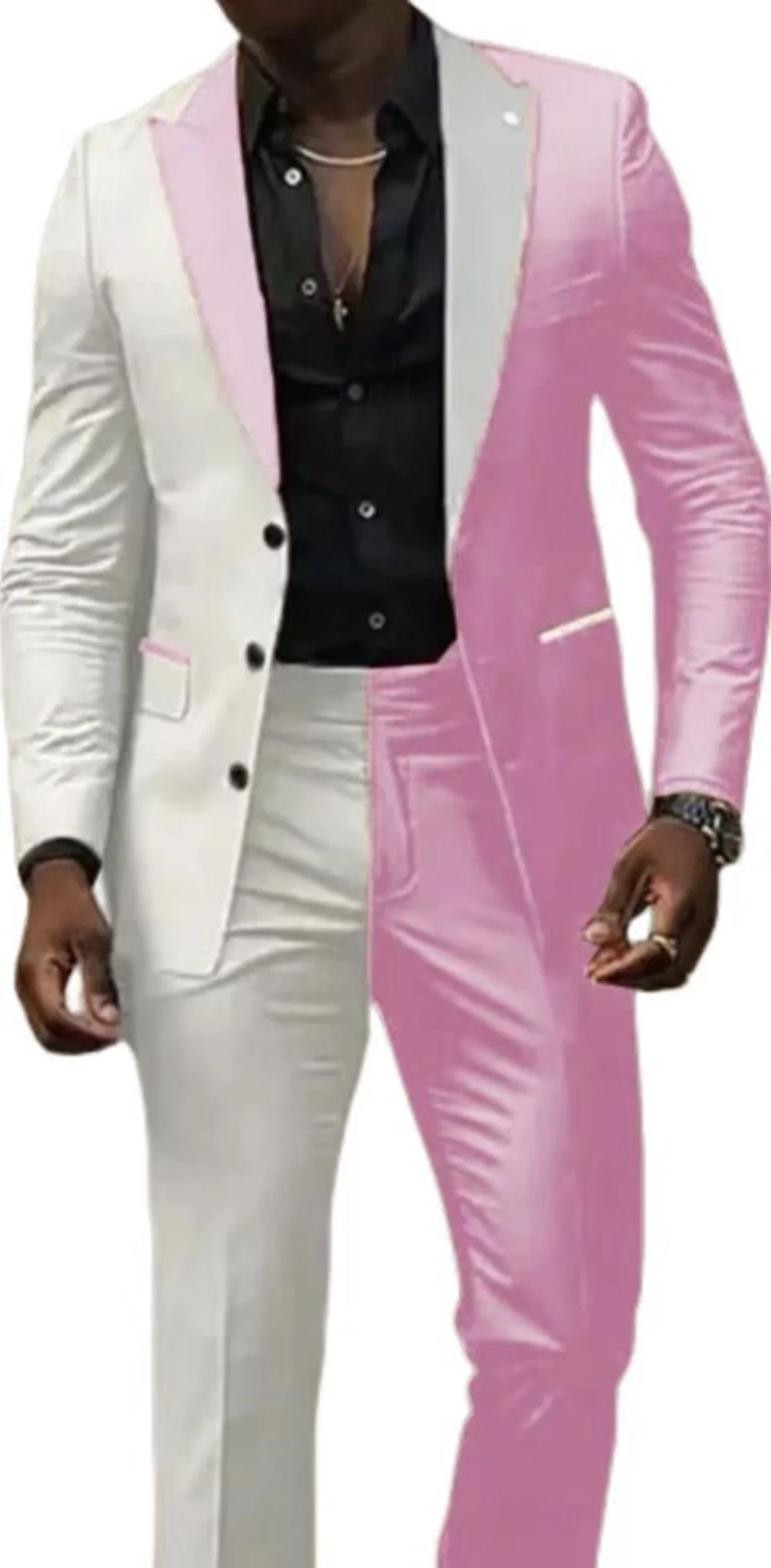 Two Color Panels for A  Men\'s Suits，Tailor-made Suits，2 Pieces Blazer and Pants Set，Single Breasted，for Summer Beach，Groomsmen