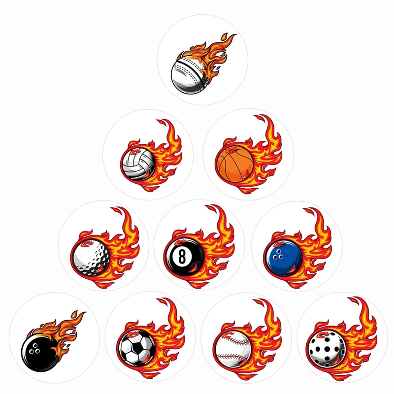 New Football Baseball Volleyball Soccer Basketball Fire Photo 10pcs 12mm/16mm/18mm/20mm/25mm/30mm Glass Demo Flat Back Making