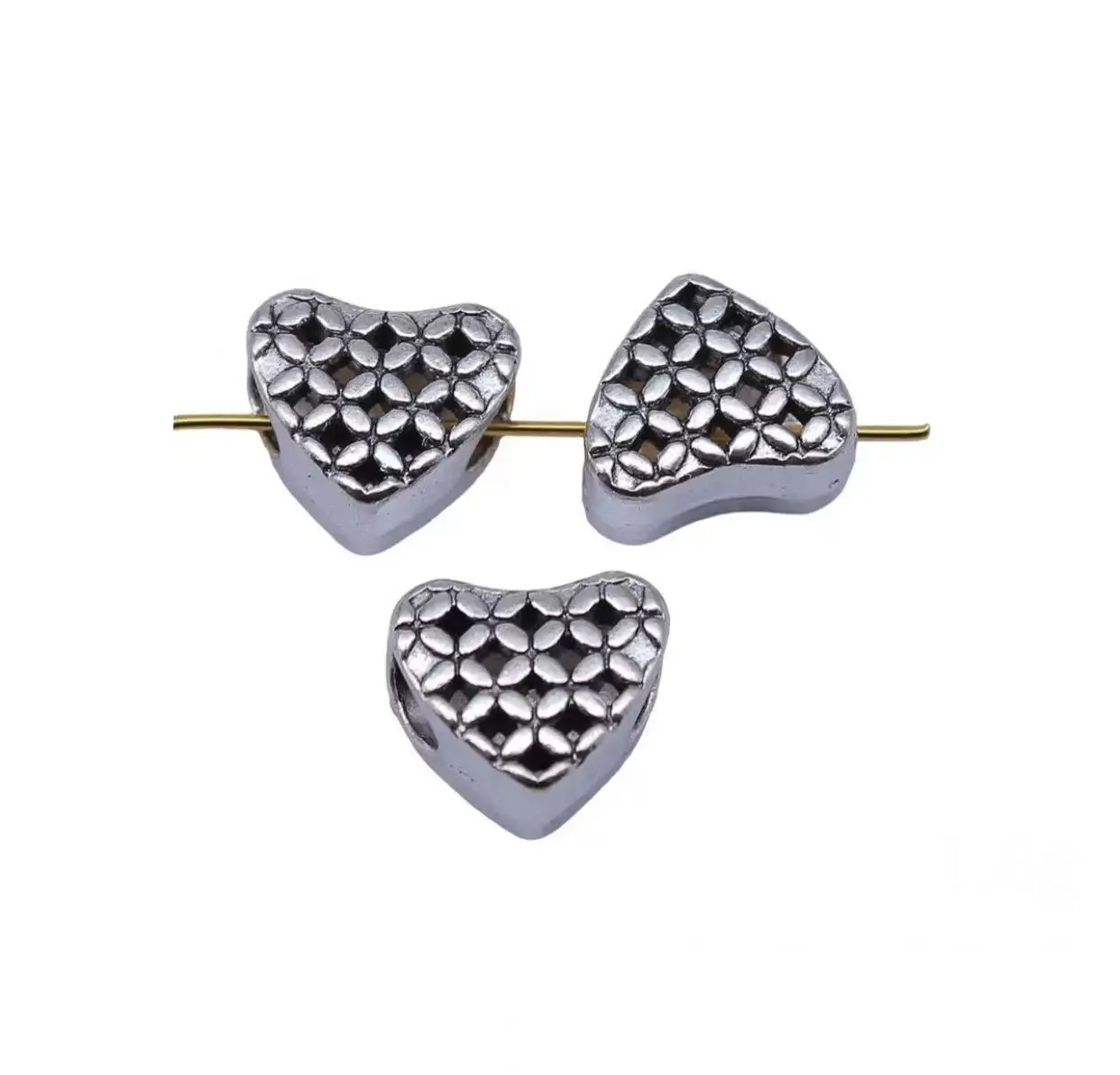 

15pcs 11*10*7mm ,hole 4.5mm Zinc alloy metal heart shaped big hole design spacer beads for jewelry handmade HW3190