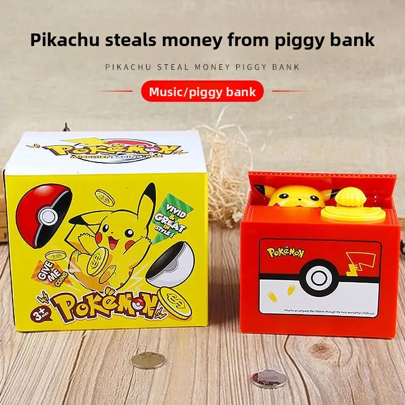 Cartoon  Anime Electronic Plastic Money Box Piggy Bank Action Figure Steal Coin Piggy Bank Pokémon Toys Holiday Gift view 3