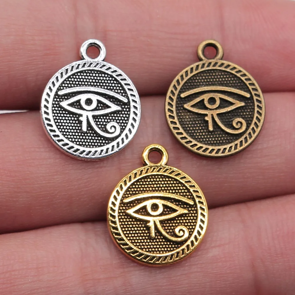 WYSIWYG 10 sztuk 15mm urok oko horusa 3 kolory oko horusa Charms dwustronna oko wisiorek Charms dla tworzenia biżuterii