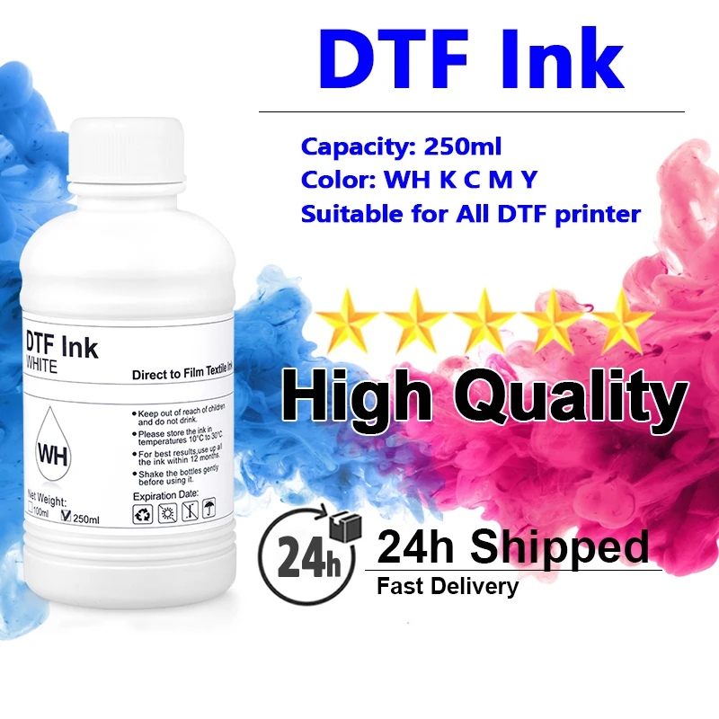 250ml White DTF ink Water Based For Epson XP600 L1805 1390 L1800 P600 P800 DX5 4720 I3200 Printer Digital T-shirt Textile Film