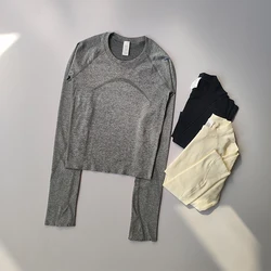 New Sports Long Sleeved Women's Autumn and Winter Round Neck Quick Drying Running Training Pilates Fitness Tops Yoga Clothes