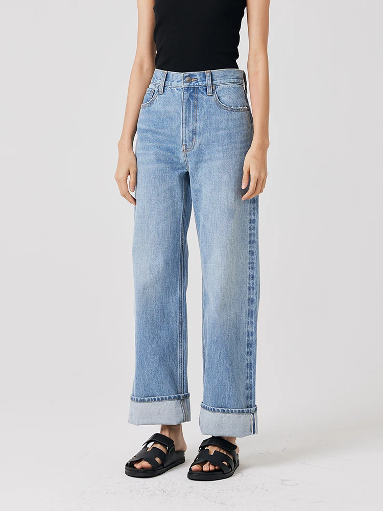 

No 93 прямые синие джинсы с высокой талией, женские свободные утягивающие длинные брюки, весенние новые модные повседневные джинсовые брюки