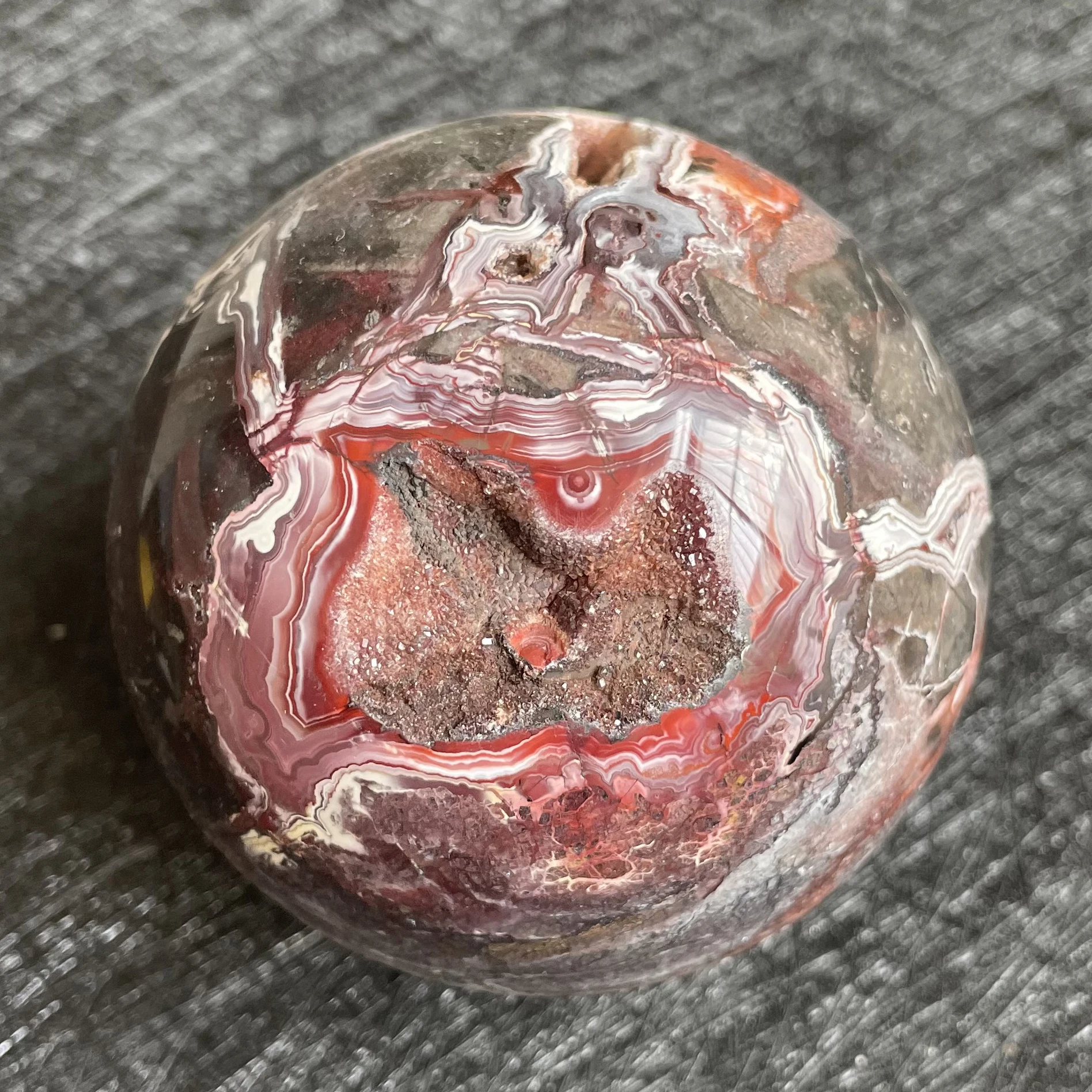 

453g Natural Stone Mexico Agate Crystal Ball Quartz Sphere Carnelian Polished Rock Decor Healing L80