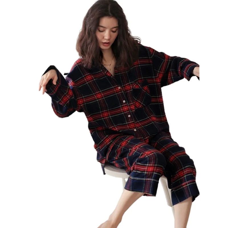 

Fat Mm Extra Large Size 145KG Spring and Autumn New Internet Celebrity Explosion Striped Pajamas Women's Loose Outer Loungewear