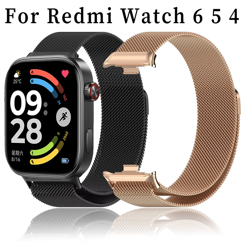 Original Milanese Magnetisches Schlaufenarmband für Redmi Watch 6 5 4 Atmungsaktives Metall-Armband Xiaomi Mi Band 10 Pro 9 Pro 8 Pro Band