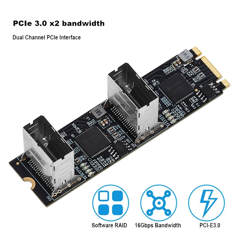 M.2 Pcie3.0 To 8 Ports SATA 6G Multiplier Controller Card B/M Key NGFF With 2 Mini SAS Interface Each Port Arrive 6Gbps