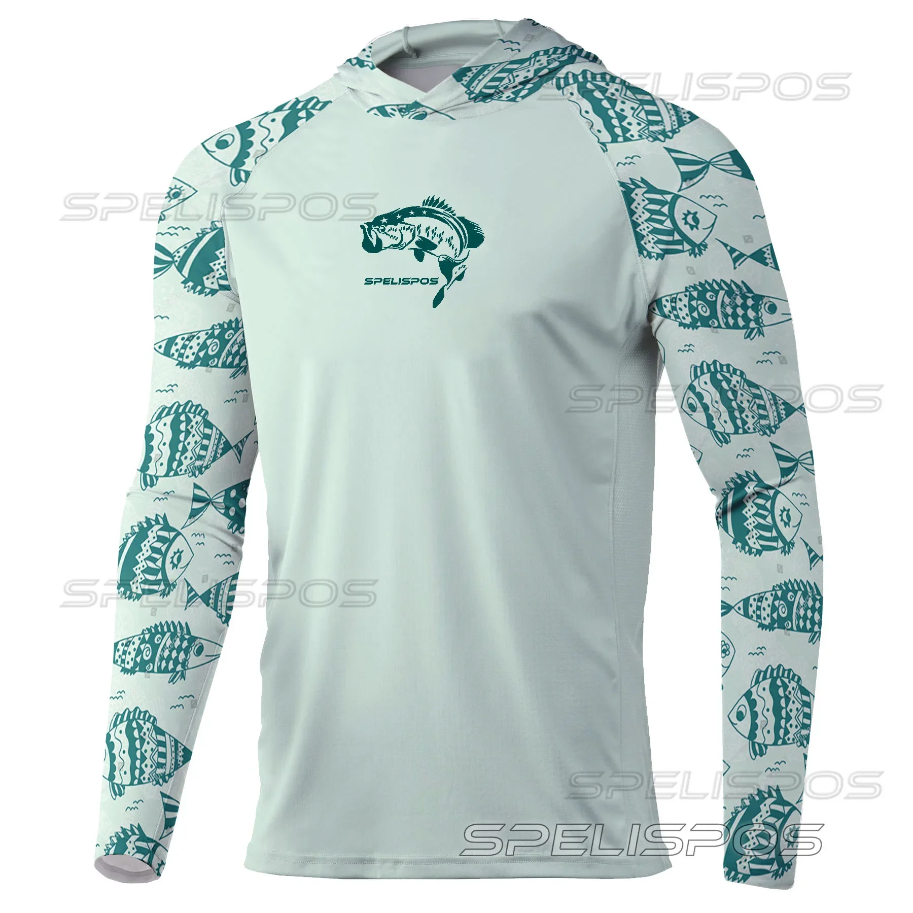 SPELISPOS Hoodie Men Long Sleeve Fishing Shirts Breathable Sun Protection Lightweight Clothing Outdoor Run Sweatshirt UPF 50+