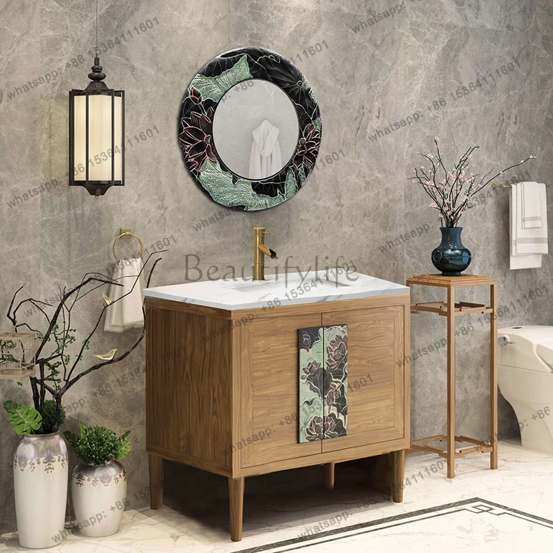 

bathroom cabinet combination fall imitation retro bathroom oak washstand hand washbasin cabinet