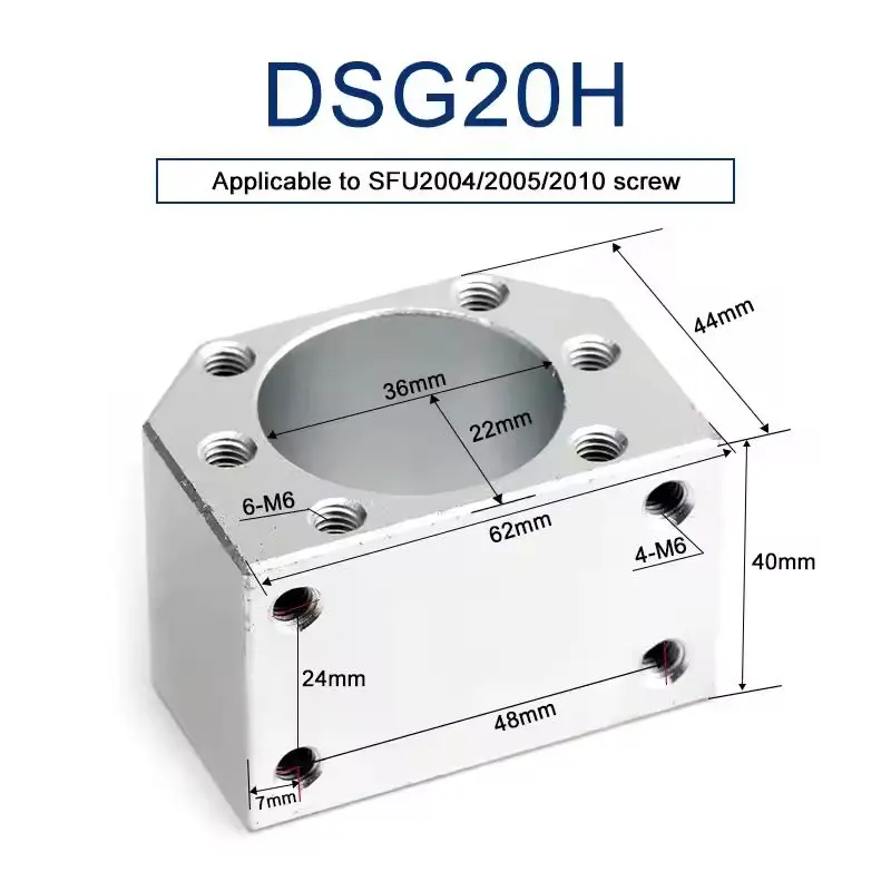 Kugelumlaufspindel-Muttergehäuse DSG12H DSG16H DSG20H Mutternhalterhalterung für Kugelumlaufspindel SFU1204/1604/1605/1610/1620/2004/2005/2010 – Detail 3