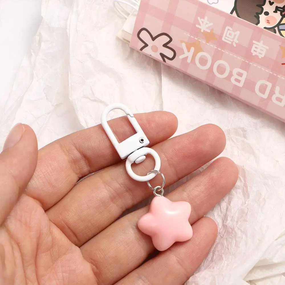 Keyring Stars Yellow Pink Stars Keychain Pentagram Soft Chubby Milk Yellow Star Keychain Chubby Yellow/Pink Home Decoration