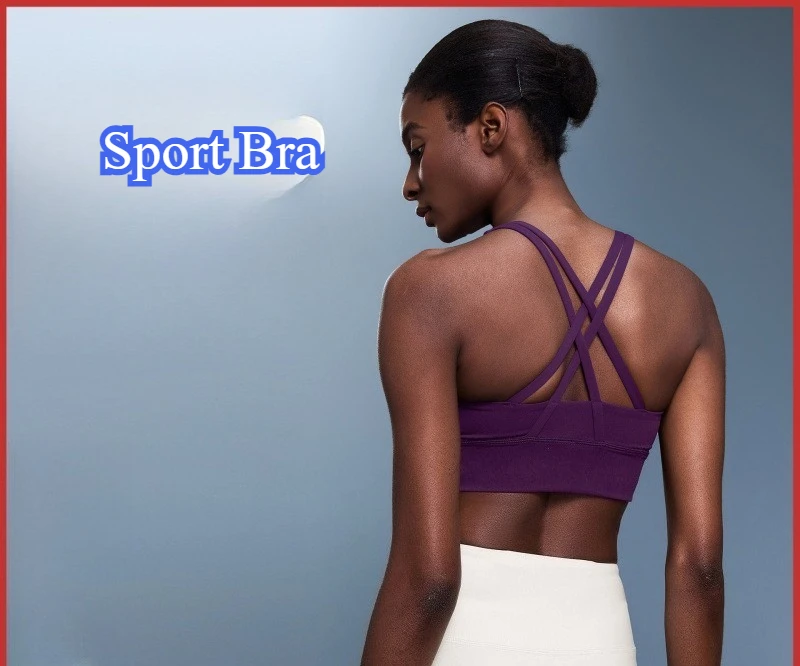 

Solid Color Women Cross Back Bra Fitness Underwear Soft Fitness Sport Bra Top Gym Yoga Athletic Workout With Chest Pad
