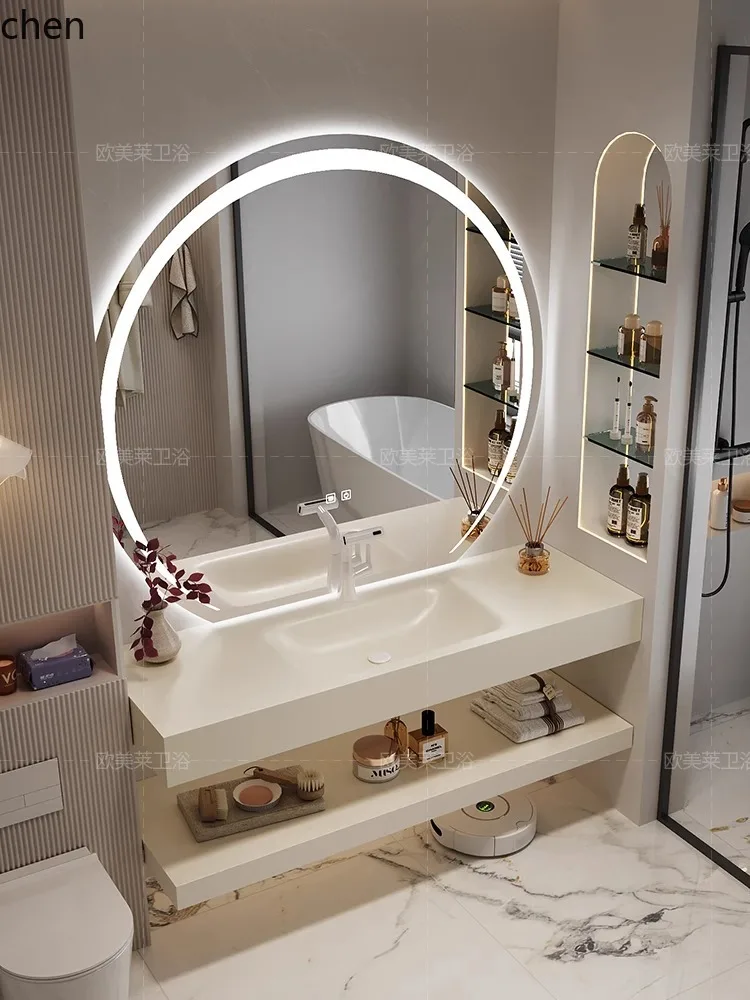 

QZT double rock slab hot bending basin bathroom cabinet toilet washstand