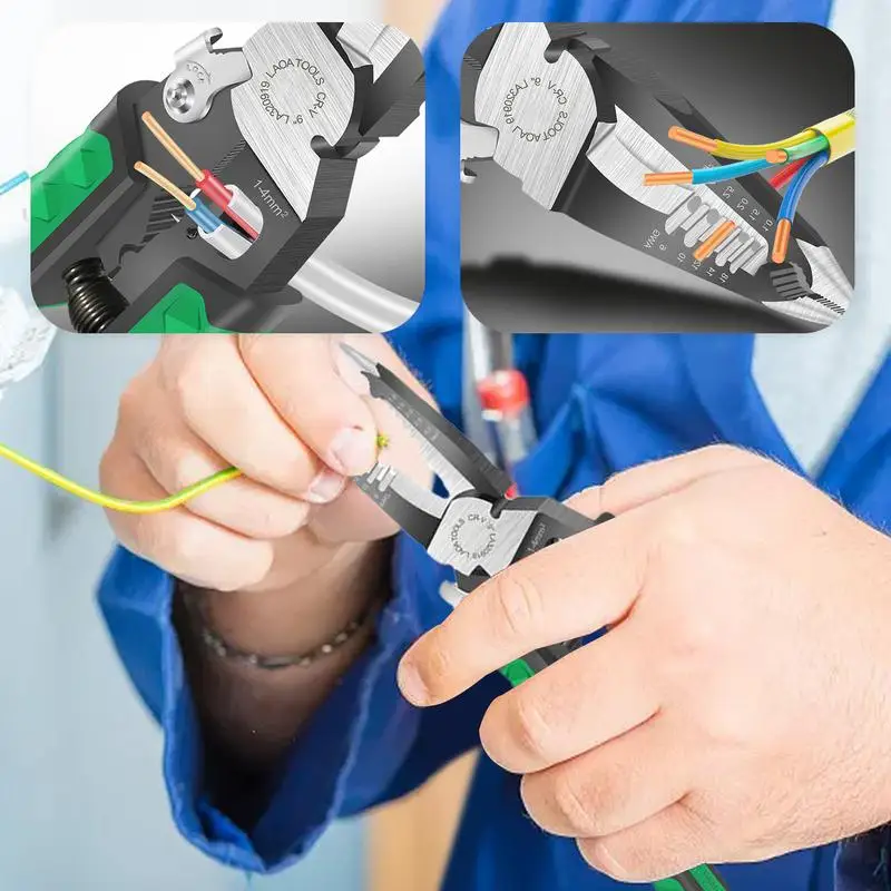 Electrician Pliers 9 In 1 Cable Stripper Cutting Pliers Multipurpose Wire Stripping Tool For Cutting And Pulling Wires