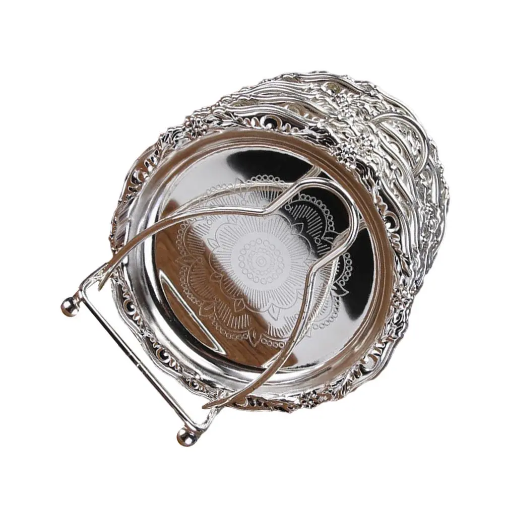 

1Set Metal Fruit Tray Luxury Exquisite Food Serving Dish Snack Plate Creative Organizer Dessert Display Home Tableware